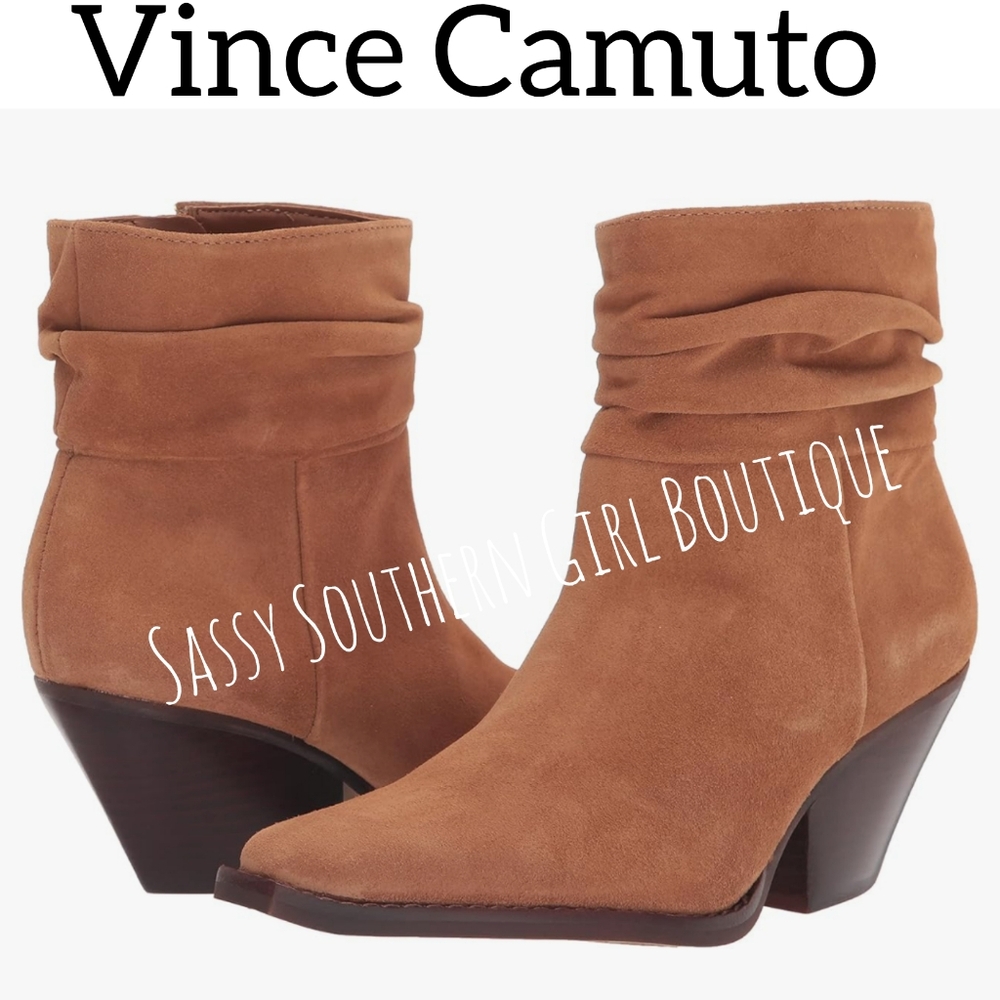 🆕⭐ Vince Camuto Cognac Tan Suede Ankle Boots